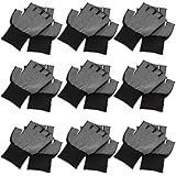 OATIPHO 15 Paar Halbfinger Arbeitshandschuhe aus Robustem Nylon mit Rutschfester Beschichtung Leichte Industriehandschuhe für Montage Reparatur und Sommerarbeit Unisex