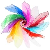 Aicoimy Bunte Jongliertücher, 12 Pack Tanz Tücher Kindergarten Square Chiffontücher für Tanzen Sensorisches Jonglieren(60 x 60cm)