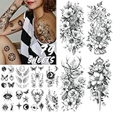 Acevegue 79 Blätter, 200+ Mustern Fake Tattoos Erwachsene, 3D-Wasserdichte Temporäre Tattoos, Klebetattoos für Männer und Frauen, Selbstklebende Temporary Tattoo für Festival Halloween Deko