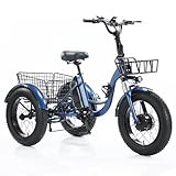 Elektrisches Dreirad für Erwachsene mit Power Assist, Scheinwerfer, LCD-Display, Gepäckkorb hinten, verstellbarer Sitz, 150 kg maximale Belastung für bequemes Pendeln in der Stadt