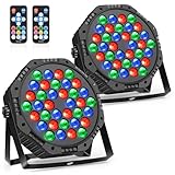 LED Par Strahler Bühnenlicht Partylicht RGB Discolicht Scheinwerfer Beleuchtung Moving Head für Stage DJ Party Halloween Weihnachten, 2er Set
