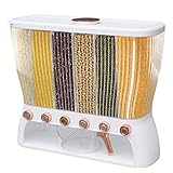 SUONTY Müslispender, Reisespender Müslispender mit 6 Gittern, Reisevorratseimer, Getreidespender mit 6 Fächern für Müsli, Cornflakes und Cerealien, klar
