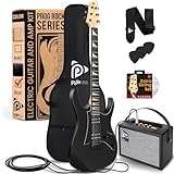 Pyle Prog Rock EG Series E-Gitarre mit Verstärker-Set, 99,1 cm (39 Zoll) volle Größe mit Dual-Humbucker-Tonabnehmern, niedrigem Profilhals und solidem Paulownia-Körper, Premium-Zubehör-Set im