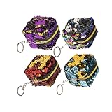 IMIKEYA 4 Stück Kleine Geldbörse Damen mit Reißverschluss Pailletten Portemonnaie Mini Münzbeutel Praktisch Leicht Tragbar für Kleingeld Schlüssel und Karten Modisch Zufällige Farbe