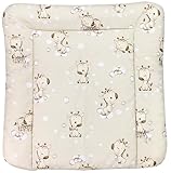 TupTam Baby Wickeltischauflage mit Baumwollbezug Gemustert, Farbe: Giraffe/Beige, Größe: 70 x 60 cm