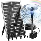 AMZtime 15W Solarbrunnen für Draussen, Aufgerüsteter Solar Springbrunnen für Außen, Solar Teichpumpe mit 6 Sprüh Effekten, mit Einstellbarer Stützbalken,Solar Fontäne Pumpe für Garten,DIY-Wasserspiel