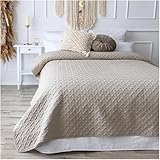 CalmyHOME Tagesdecke 200x220 Beige Bettüberwurf Bett Überwurf Sofaüberwurf Steppdecke Sofa Decke Überwurfdecke Betthusse XXL Überdecke Gesteppte Tagesdecken gesteppt Quilt Bedspread