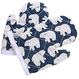 DEARMAMY Hitzebeständige Ofenhandschuhe Backhandschuhe mit Anti rutsch Beschichtung Dicke Baumwollhandschuhe für Backen Kochen Mikrowelle Küchenhelfer für Haushalt Restaurant Hotel