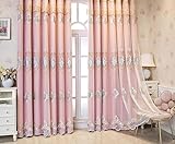 Stfery Vorhänge Blickdicht Jugendzimmer Rosa, Gardinenhaken Klassisch Doppelschicht Stickerei Dekoschals Schlafzimmer Wohnzimmer 2 Stück, B132 x H274 cm x 1pcs
