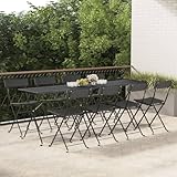 Owoxanthellate Klappbare Bistro-Stühle Schwarz 8er Set Poly Rattan Stahl 40x45x79 cm Balkon Garten Terrasse Camping