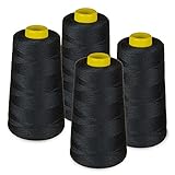 Lialina 4 Konen Overlockgarn - 325 Schwarz, OEKO-TEX, Garnstärke 40S/2 (120), Länge je 2700m, 100% Polyester - Nähgarn Set für Overlock Nähmaschinen