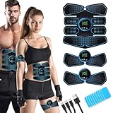 LEMENG EMS Trainingsgerät, Bauchmuskeltrainer Elektrisch, Sicher Effektiv Schneller Bauchtrainer, Ganzkörper EMS Bauchmuskeltrainer, 8 Modi 19 Intensitäten