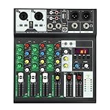 4 Kanal DJ Mischpult, 21 * 24 * 4cm Tragbarer Controller Soundboard-Konsolensystem Professioneller Mixer Mischpult, für KTV zu Hause Band-/Bühnenauftritte Campus-Aktivitäten