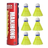 MANJHONG Federbälle Nylon Badminton Bälle für Anfänger, Freizeit, Training, Indoor und Outdoor Spiele, 6X Gelb