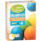 Heitmann Eierfarben Knalligbunte Farben - 4 fl. Eierfarben (gelb, orange, grün, blau), 2 Farbverstärker, 4 Färbebeutel, 4 Clipse