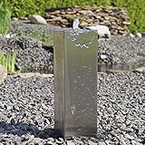 CLGarden Säulenbrunnen Edelstahl eckig ESB7 für außen Garten Brunnen Set Säule mit LED Beleuchtung
