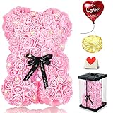 Touloube Rosenbär - Geschenke für Frauen Sie Weihnachten - Rosenblumenbär Rosen Teddybär - Blumen auf jedem Rosenbären - Geschenk für Muttertag, Valentinstag, Jubiläum mit Geschenkbox und Liebeskarte