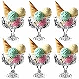 6-teiliges Dessertschalen-Set aus Glas, Eisbecher aus Glas, Fruchtgelee-Kuchenbecher, Puddingbecher aus Glases, geeignet für Eisbecher, Snacks, Getreide, Bananensplits oder als Pudding-Servicebecher