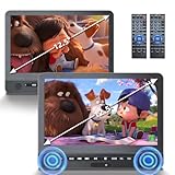 DESOBRY 12,5'' Auto DVD Player 2 Bildschrime Mit 5 Stunden wiederaufladbarer Akku, Zwei Auto-Bildschirm, Kopfstütze Fernseher Kinder TV Last Memory USB AV In/Out 12V