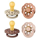 BIBS Boheme Schnuller 4er-Pack. BPA-frei, Kirschform Nippel. Naturkautschuk/Latex, Hergestellt in Dänemark. Größe 1 (0-6 Monate) (4er Pack), Vanilla Mix