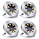 Boadw Solar Bodenleuchten, 4 Stück LED Solar Gartenleuchte IP65 Solarleuchte Gartenleuchte Wasserdicht Warmweiß [Energieklasse A+]