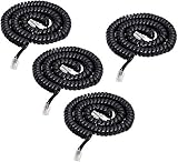 SHONCO Telefonkabel, RJ9 (4P4C) Telefonhörer Spiralkabel,Telefonkabel Kabel für Festnetz-Telefon des Home Office(4Pack 2.5m)