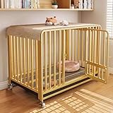 Robuste Hundebox – Doppeltür-Hundehütte mit abnehmbarem Tablett und feststellbaren Rädern – geräumiger 95 x 65 x 85 cm Haustierkäfig für kleine, mittelgroße und große Hunde