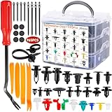 NCKIHRKK Befestigungsclips Set, 965 Stück Auto Befestigung Clips Universal mit Demontage Werkzeuge, Kabelbinder und Schwammig Kissen, Kunststoff Clips Set für Stoßstangen Zierleisten Auto Verkleidung