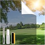 Bectosy Spiegelfolie Fensterfolie Sichtschutz, Selbsthaftend Sonnenschutz Anti-UV Folie, Fensterfolie Sonnenschutz von innen durchsichtig von aussen Blickdicht (Silber, 44.5 * 200cm)