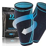 AGILE NOW® Wadenbandage 2er Set stabilisiert & entlastet die Waden bei jeder Bewegung – Kompressionsstrümpfe für Damen & Herren – rutschfeste & atmungsaktive Kompressionsbandagen (L | Blau)