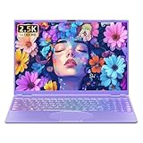 Fsjun 16' Laptop Notebook Lila, N95 CPU bis 3,4 GHz, 16GB DDR4 RAM,1TB SSD, 2.5K QHD IPS 2560×1600 Screen, 7-farbige beleuchtete Tastatur, Face Unlock, USB-C/HDMI/WiFi/BT, DE Tastaturschutz