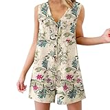 WAZHAKU Latzhose Damen Retro Arbeitshose Baumwolle Damen Jumpsuit Sommer Elegant Lange Overall mit Taschen Oversize Latzhose Overall Hosen