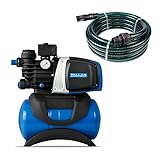 Tallas D-BOOST 850 mit Ansaugschlauch - Hauswasserwerk - 3.180 L/Std. - 850W - Förderhöhe 43 m - Automatische Ein- / Ausschaltung - Inkl. Wasserfilter