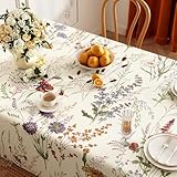 Surwin Nordische Pflanzen Wachstuchtischdecke Tischdecke Rechteckig Abwaschbar Wasserdicht Fettdicht Tischschutzfolie Gartentischdecke Wetterfest Tischdecke Plastik, Party Outdoor (Lavendel,60x90cm)