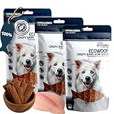 ECO WOOF Fisch Hundeleckerli | Wels Crispy Bars 100% | 3 x 125g | Getreidefreie Hunde Snacks | Mit Omega 3 | Getrocknete Kaustreifen für Hunde | Natürliche Zahnpflege | Ideal als Trainingsleckerli
