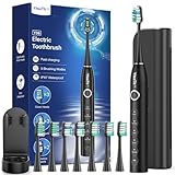 Elektrische Zahnbürste, Schallzahnbürste für Erwachsene, 120 Tagen Akkulaufzeit, 50,000vpm Electric Toothbrush mit 8 Bürstenköpfen und 5 Modi, Ultraschall Zahnbürsten mit Reiseetui, Timer, USC C