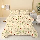 Syhi Qlty Bettdecke 240x260,Gelb Steppdecke 4 Jahreszeiten Ganzjahresdecke Bettdecken - Sterne Bettdecke ohne Bezug Waschbar Schlafdecke mit 2 Kissenbezug 80x80cm Retro Weihnachten - DF283