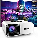 Mini Beamer 4K-Unterstützung, 2024 Neuer Full HD 1080P Projektor mit 20000 Lumen, Bluetooth und WiFi, Tragbarer Heimkino Beamer für Smartphone/TV Stick/PS5, HDMI/USB/AV, kompatibel mit iOS/Android