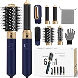 Hair Styler 6 in 1, Airstyler Haarstyler Set mit Rundbürstenföhn, Warmluftbürste, Airflow Lockenstab Automatisch, Haartrockner, Haarglätter Bürste für Glätten, Trocknen, Volumen, Locken (Dunkelblau)