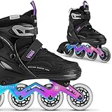 Movino Inline Skates Cruzer Two Rollschuhe Kinder Mädchen Jungen Rollerskates Fitness Sport Outdoor Inliner für Kinder und Erwachsene Inlineskates Verstellbar Großen Rädern 80 mm, L (38-41)