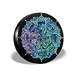 Phelika Teal and Purple Mandala Ersatzreifen Abdeckung PVC Leder Radschutz Wetterfest Universal für Anhänger RV SUV LKW Camper Reise Anhänger Zubehör 14 Zoll