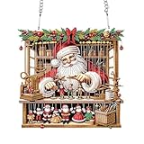 DCIDBEI Diamond Painting Fensterbilder Weihnachten 22x24cm Diamant Painting Bilder Haustür Wand Fenster Weihnachtsdekor Malen nach Zahlen Anhänger mit Kette Wandbehang Kits Weihnachtsmann