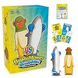 Italienisches Brainrot Flip Challenge Spiel, Tralalero Shark gegen Shimpanzinni Bananini, Bananenaffe gegen Hai, Wurf- und Landespiel mit Karten, für Kinder und Erwachsene, Familienspielabend (1)