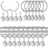 50 Stück Gardinenringe Vorhangringe,Vorhangstangenring-Clips,Vorhangringe mit Clips,Gardinenklammern,Gardinenringe mit Clips von Gardinen in Küche, Bad, Schlafzimmer, Wohnzimmer, Balkon(Silbrig)