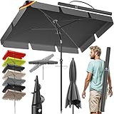 KESSER® Sonnenschirm Rechteckig | Gartenschirm Terrassenschirm Sonnenschutz 200x125cm für Balkon Garten Terrasse | Neigungswinkel und Höhe verstellbar inkl. 2in1 Abdeckung & Tragetasche Anthrazit