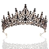 Schwarz Krone Damen Hochzeit Diadem Crown Prinzessinnen Krone Geburtstag Tiara Prinzessin Kristall Strass Stirnband Mädchen Abschlussball Party Halloween Festzug Hochzeitsfeier