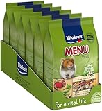 Vitakraft Menu Vital, Hamsterfutter, mit Gemüse, mit Nüssen, mit lebenswichtigen Vitaminen und Mineralien, ohne Zusatz von Zucker und Getreide (6x 400g)