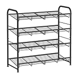 SONGMICS Schuhregal mit 4 Ablagen, stapelbarer Schuh-Organizer, für bis zu 16 Paar Schuhe, aus Stahl, 68,5 x 27,5 x 65 cm, für High Heels, Turnschuhe, Hausschuhe, schwarz LMR067B01