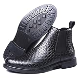 LMUIPMAA Herren Chelsea Business Stiefel Chukka Stiefeletten Elastische Freizeitkleid Lederstiefel Für Männer,Schwarz,42 EU