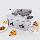 WEIMILOR Gasfritteuse, 20L Gewerbliche Doppeltank Friteuse Edelstahl Fritteuse mit Hoher Kapazität, Professionelle Gas Küchenbratmaschine mit Pommeskorb für Restaurant, Heimküche